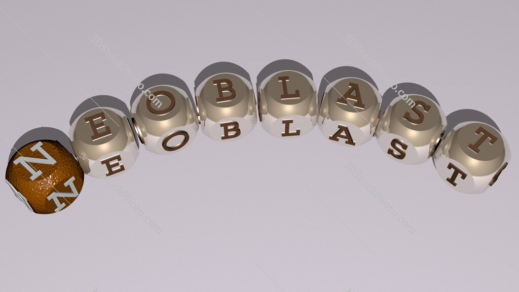 neoblast curved text of cubic dice letters