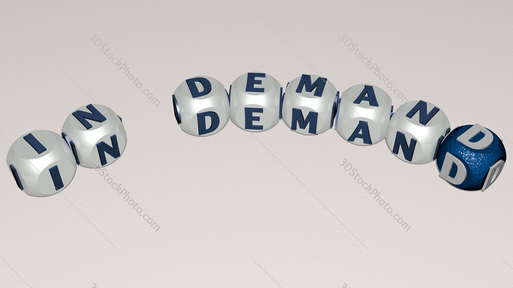 in demand curved text of cubic dice letters