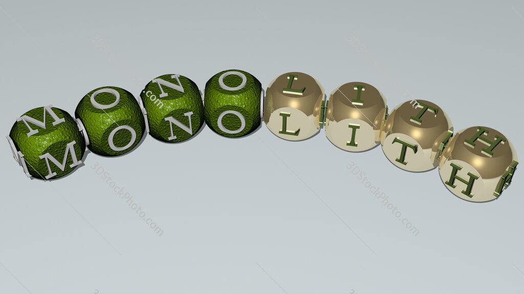 monolith curved text of cubic dice letters