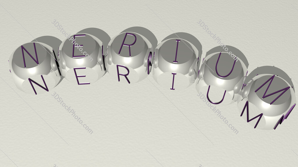 nerium curved text of cubic dice letters