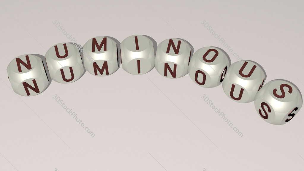 numinous curved text of cubic dice letters