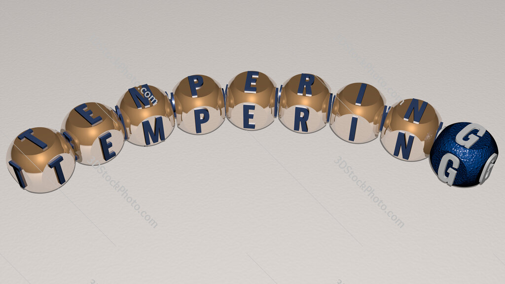 tempering curved text of cubic dice letters