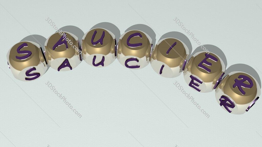 saucier curved text of cubic dice letters