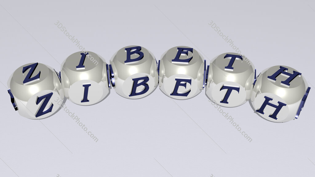 zibeth curved text of cubic dice letters