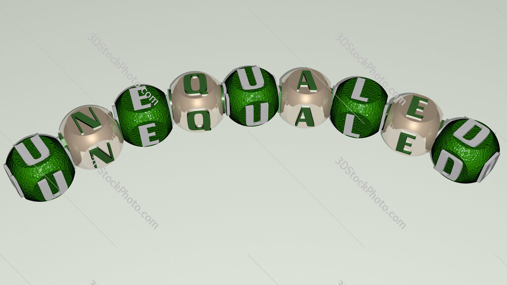 unequaled curved text of cubic dice letters