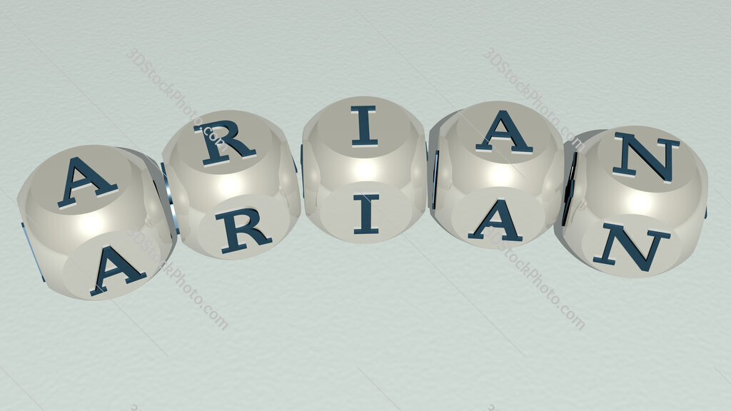 arian curved text of cubic dice letters