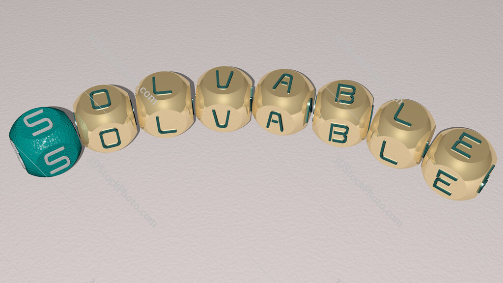 solvable curved text of cubic dice letters