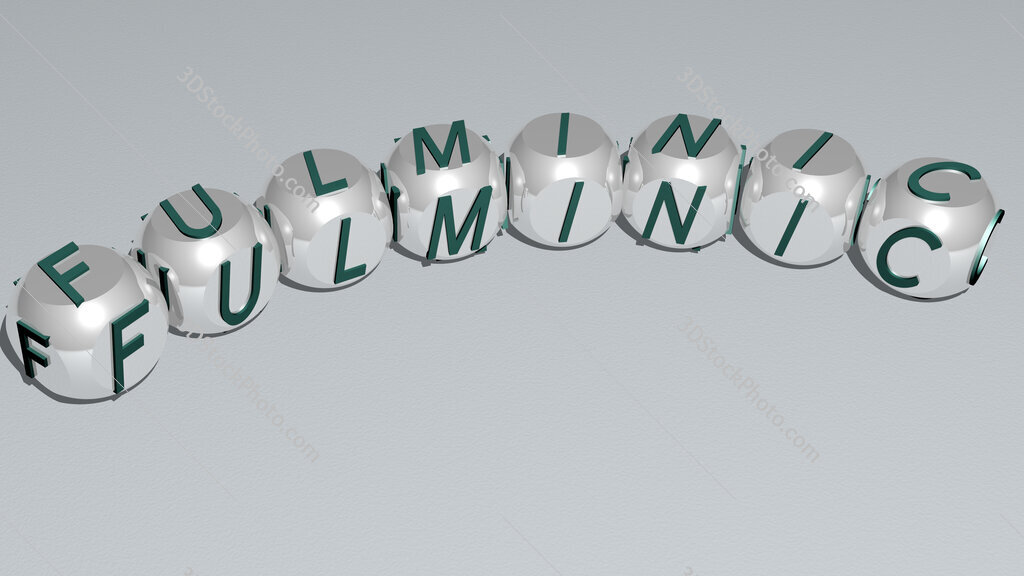 fulminic curved text of cubic dice letters