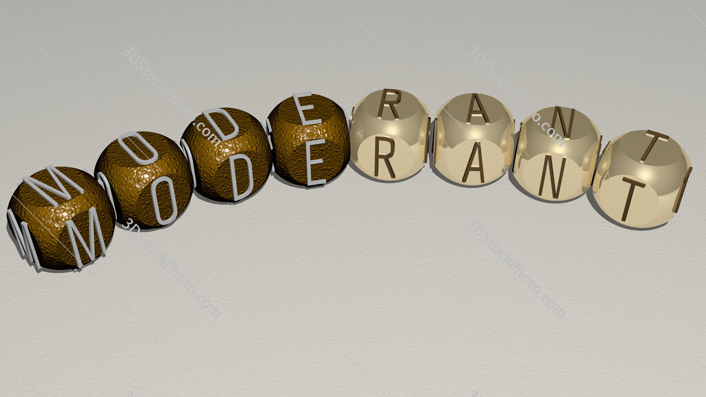 moderant curved text of cubic dice letters