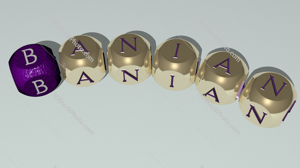 banian curved text of cubic dice letters