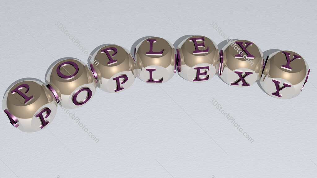 poplexy curved text of cubic dice letters