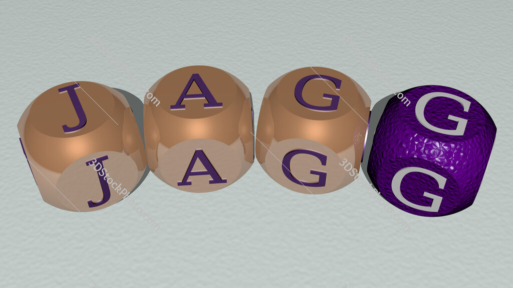 jagg curved text of cubic dice letters