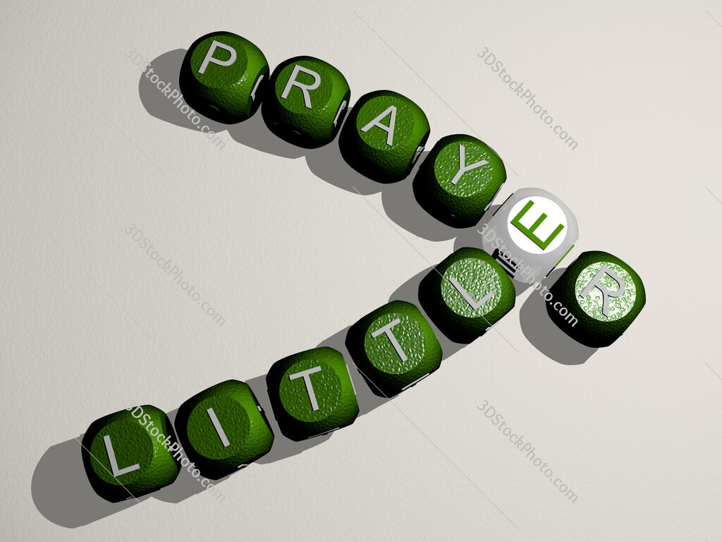 little prayer crossword of curved text made of individual letters