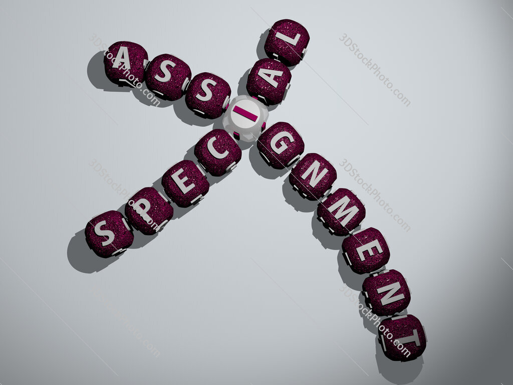 special assignment crossword of curved text made of individual letters
