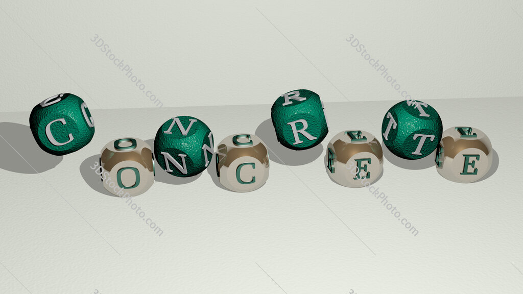 concrete dancing cubic letters