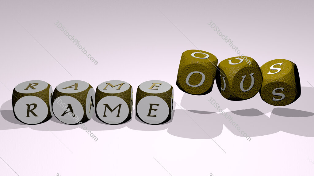 rameous text by dancing dice letters