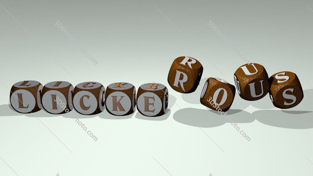 lickerous text by dancing dice letters