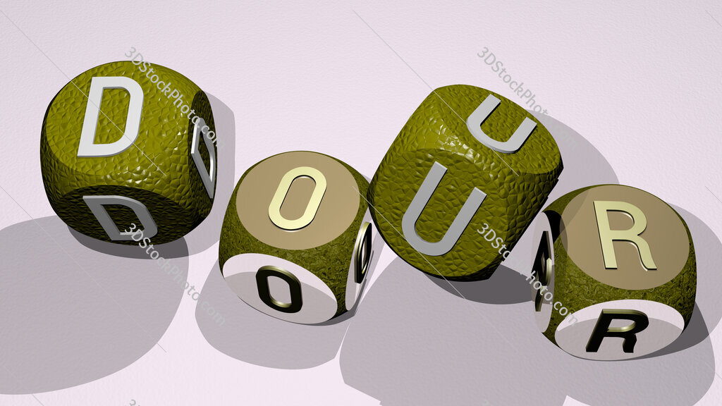 dour text by dancing dice letters
