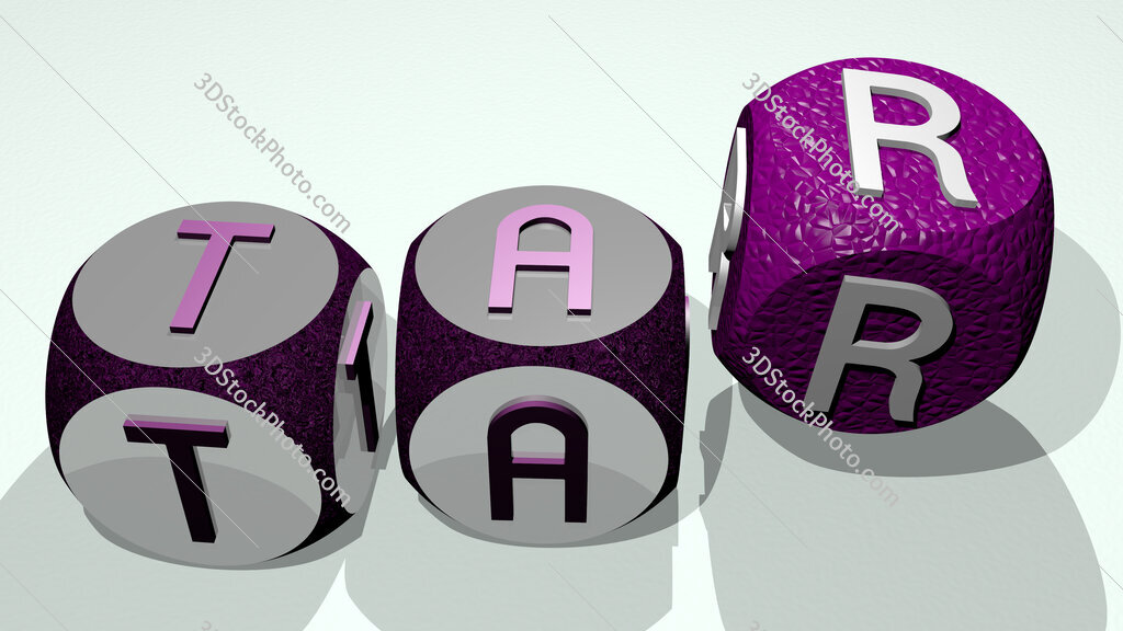 tar text by dancing dice letters