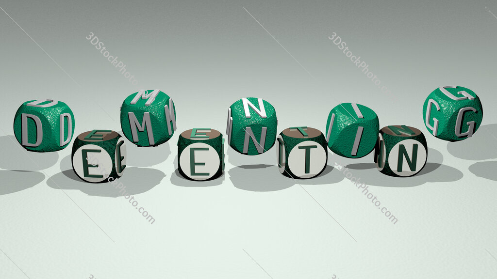 dementing text by dancing dice letters