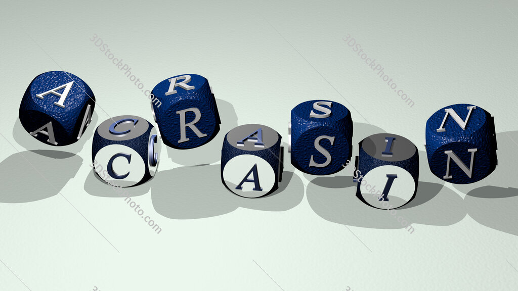 acrasin text by dancing dice letters