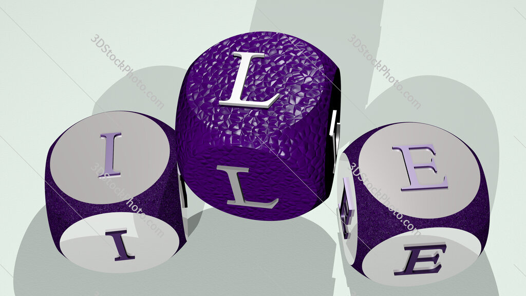 ile text by dancing dice letters