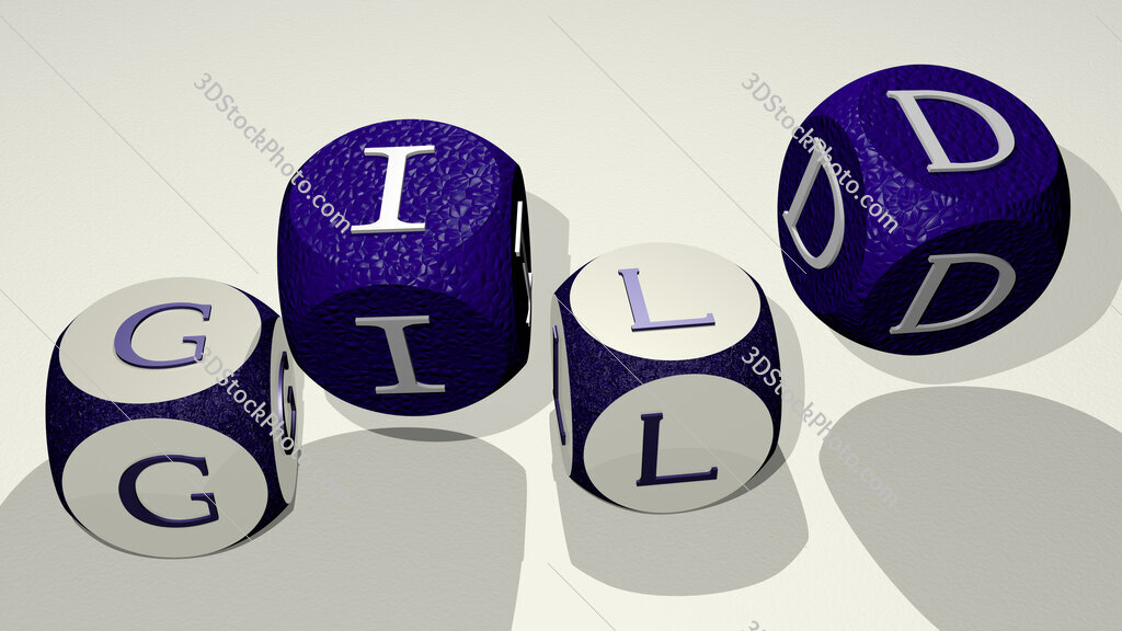 gild text by dancing dice letters
