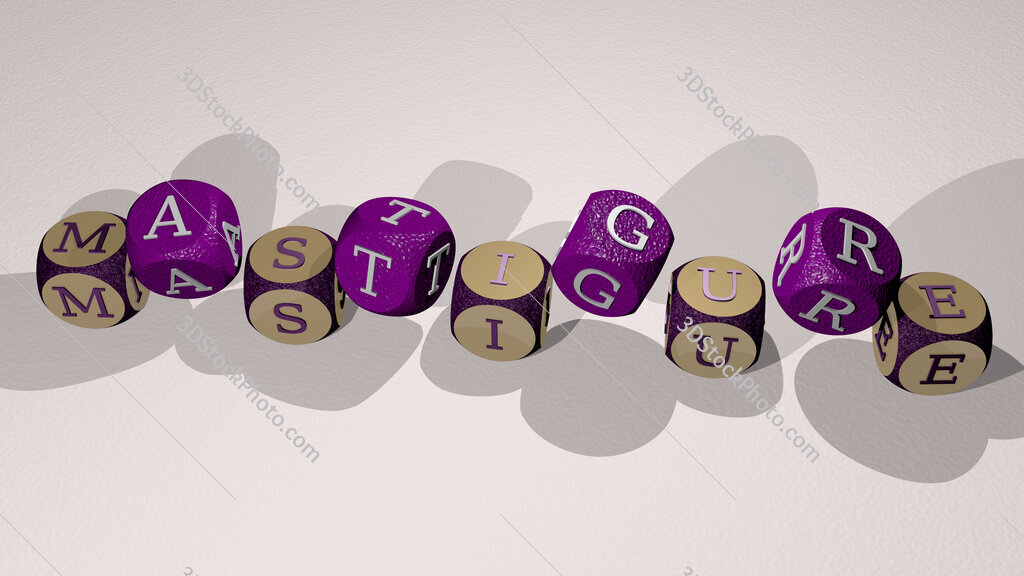 mastigure text by dancing dice letters