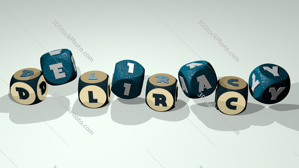 deliracy text by dancing dice letters