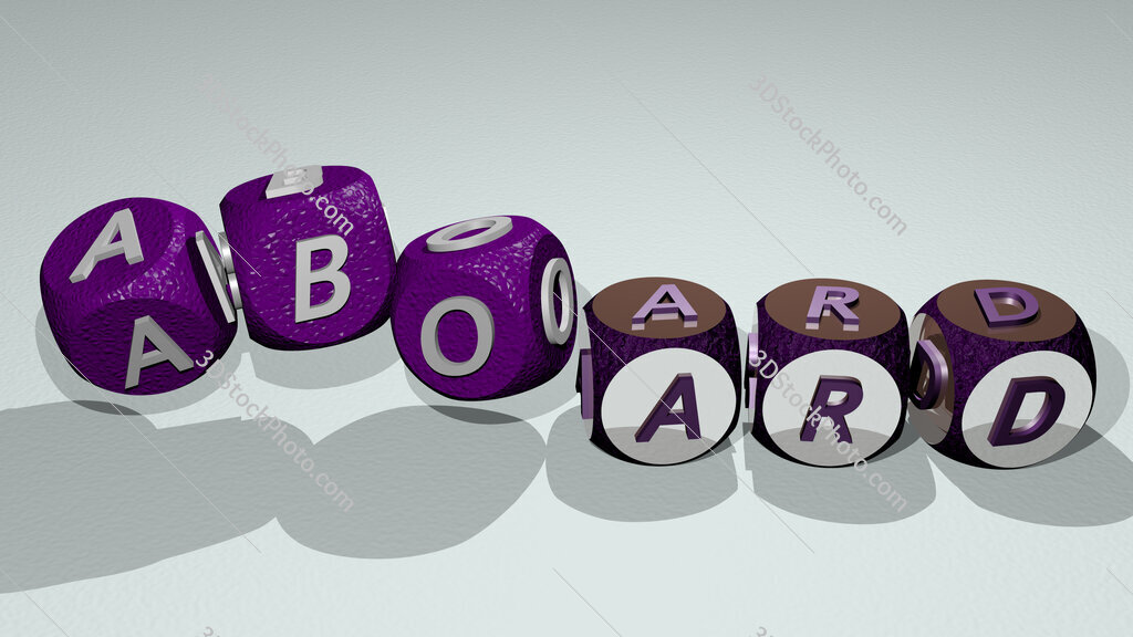 aboard text by dancing dice letters