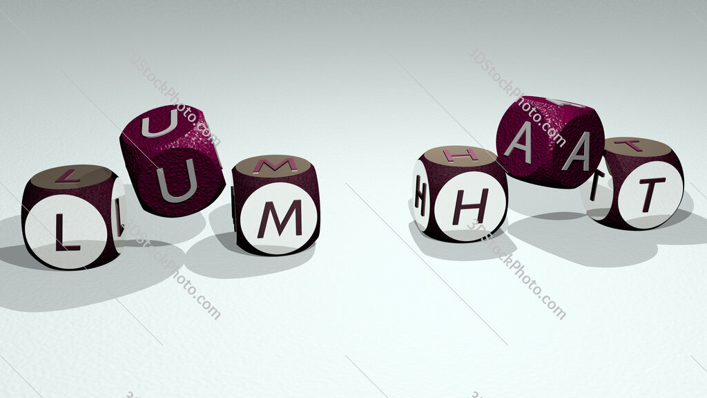 lum hat text by dancing dice letters