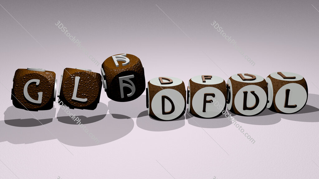 gladful text by dancing dice letters