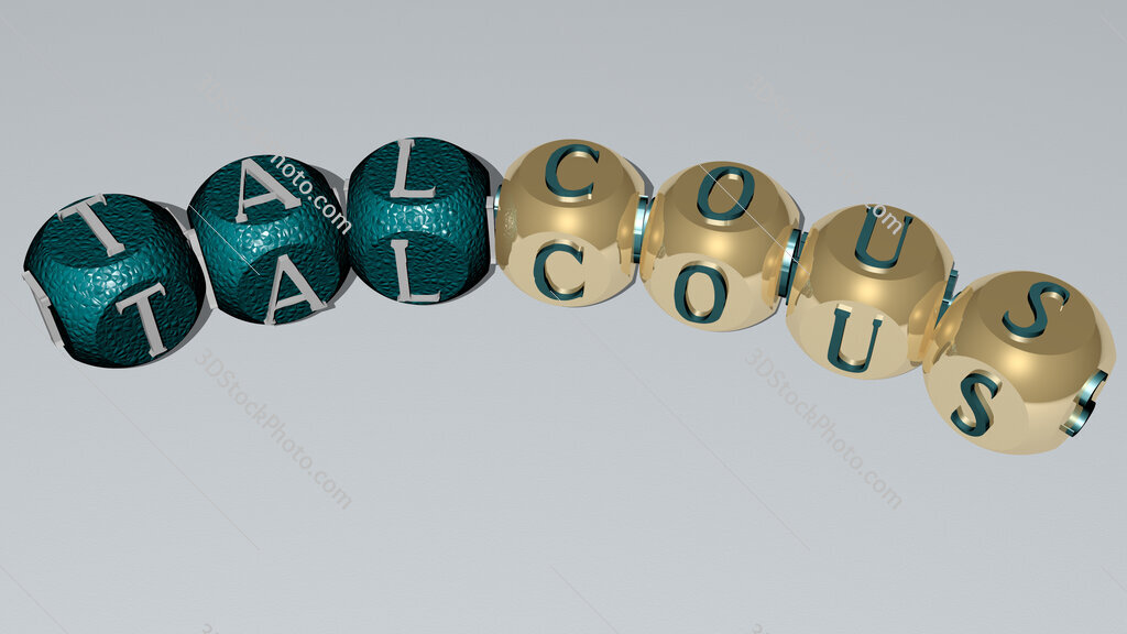 talcous curved text of cubic dice letters