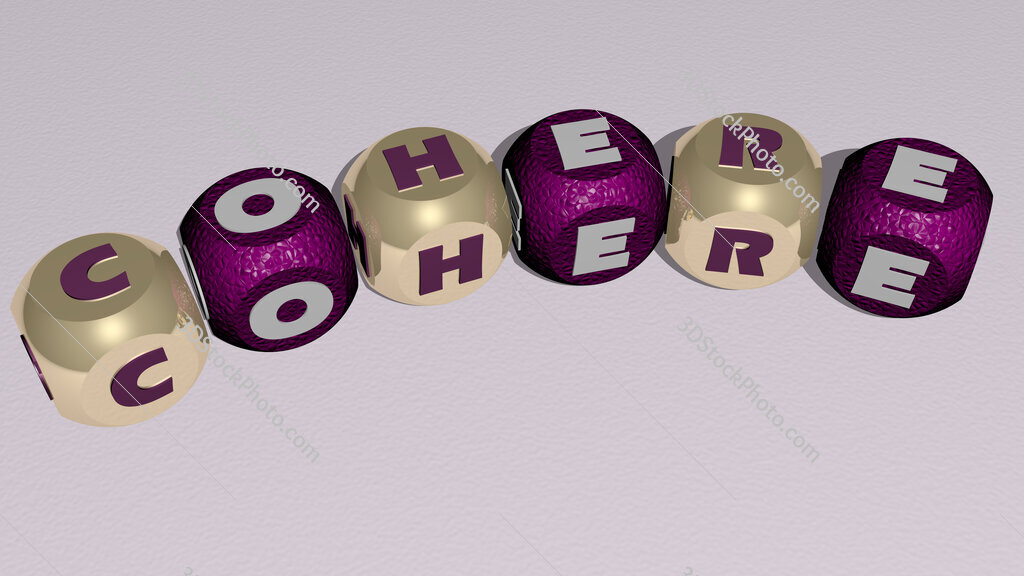 cohere curved text of cubic dice letters