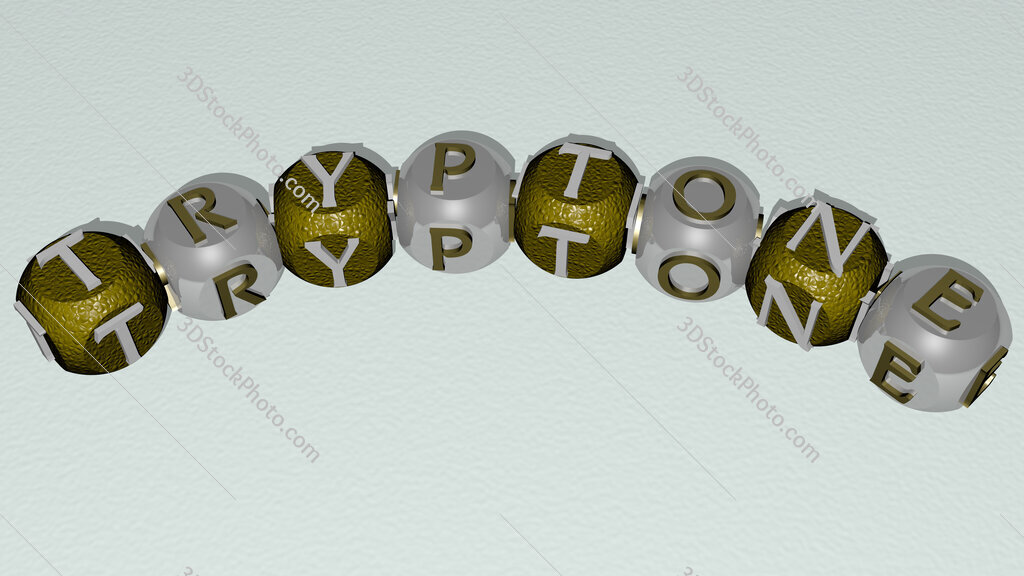tryptone curved text of cubic dice letters