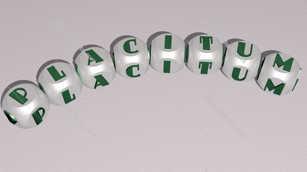 placitum curved text of cubic dice letters