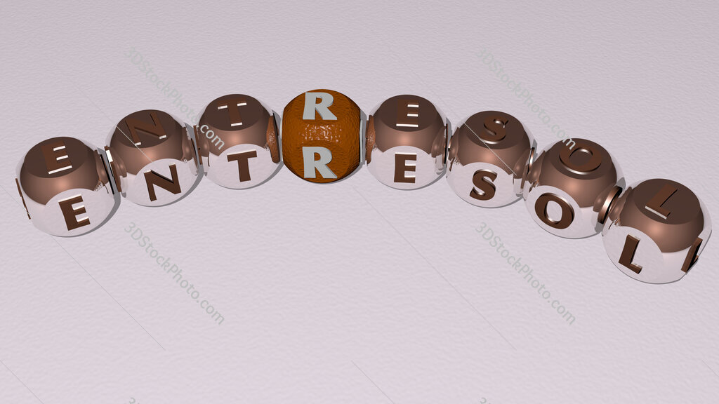 entresol curved text of cubic dice letters