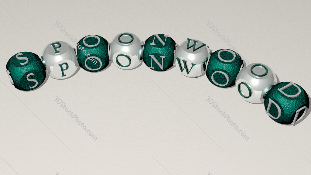 spoonwood curved text of cubic dice letters