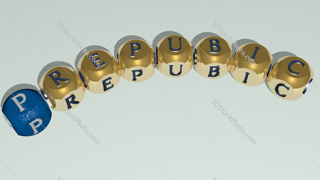 prepubic curved text of cubic dice letters