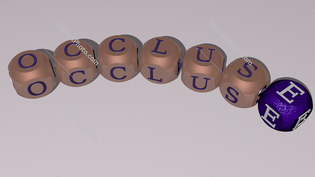 occluse curved text of cubic dice letters