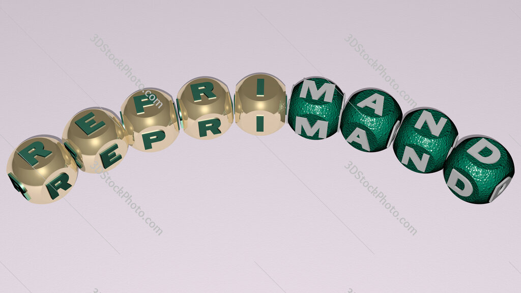 reprimand curved text of cubic dice letters