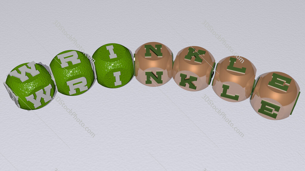 wrinkle curved text of cubic dice letters