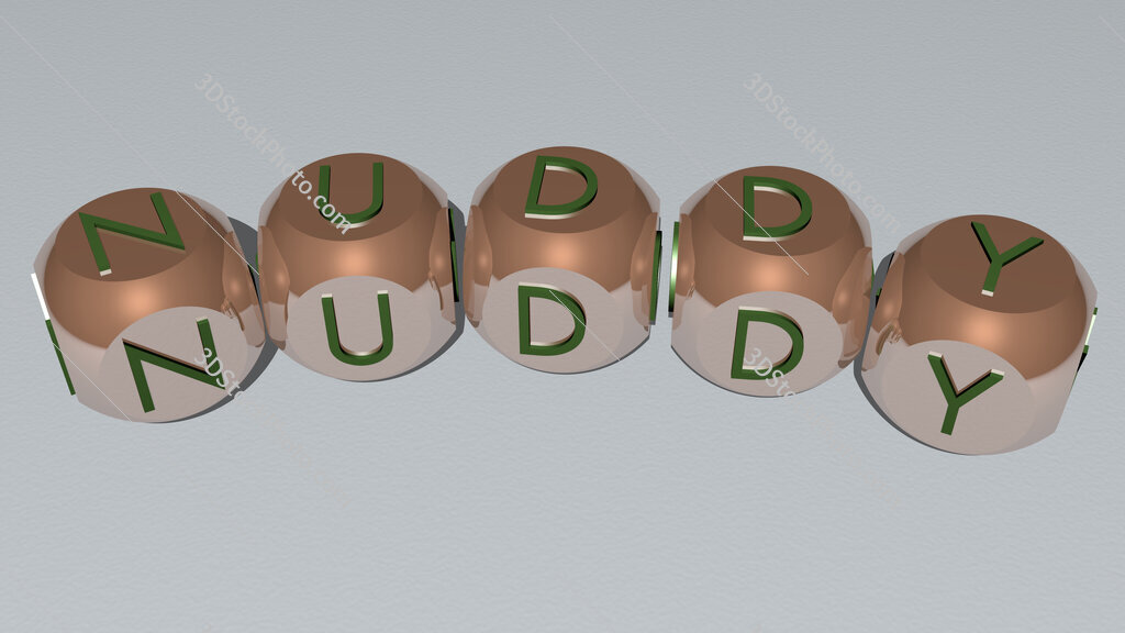 nuddy curved text of cubic dice letters