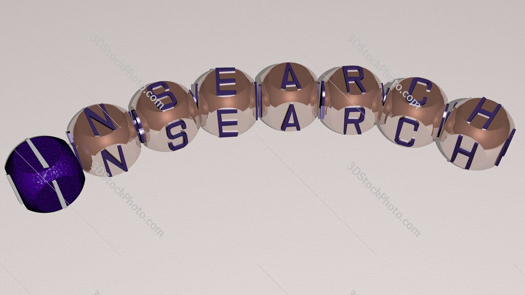 insearch curved text of cubic dice letters