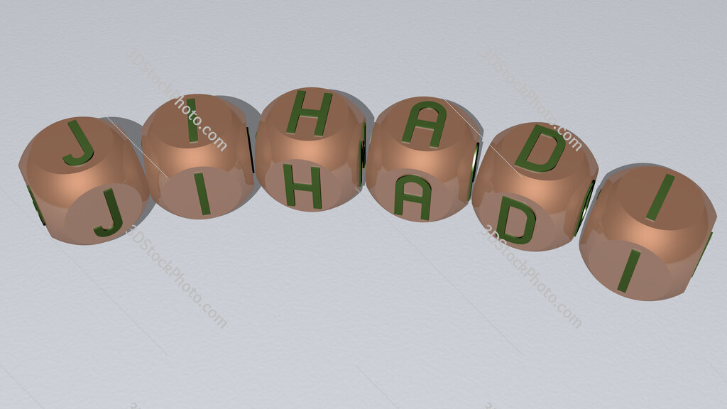 jihadi curved text of cubic dice letters