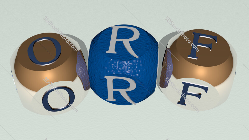 orf curved text of cubic dice letters