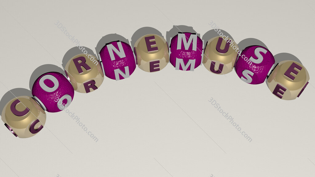 cornemuse curved text of cubic dice letters