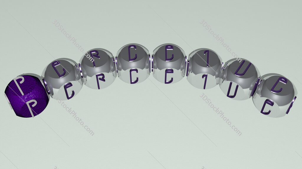 perceive curved text of cubic dice letters