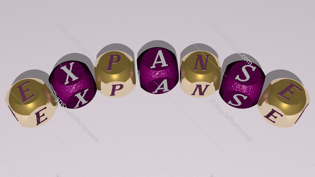 expanse curved text of cubic dice letters
