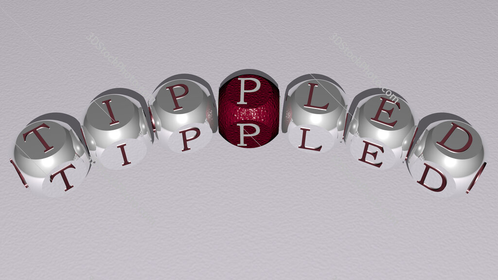 tippled curved text of cubic dice letters